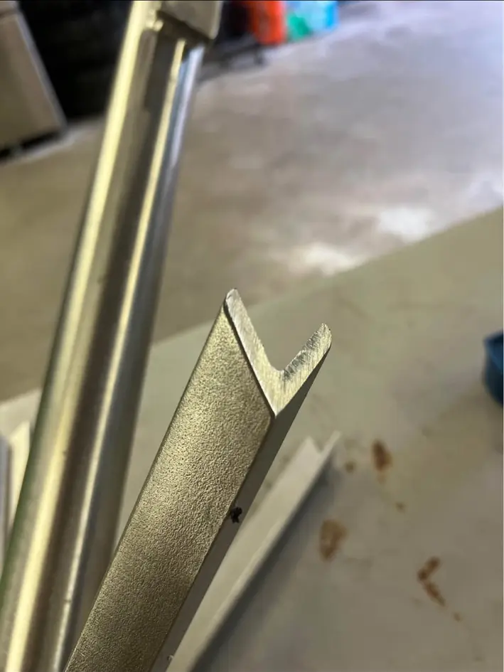 Detail view of custom boat anchor construction